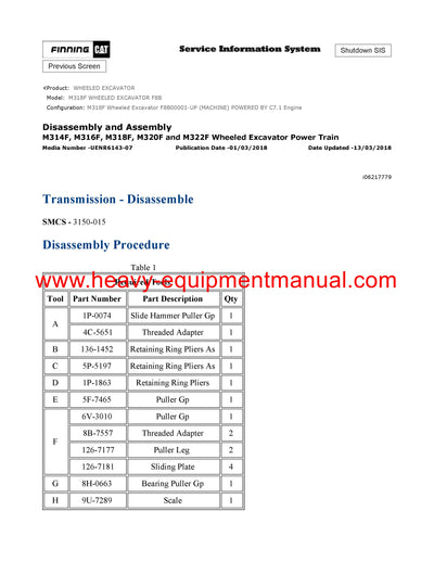 DOWNLOAD CATERPILLAR M318F WHEELED EXCAVATOR SERVICE REPAIR MANUAL F8B
