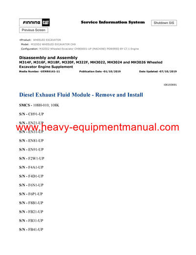 DOWNLOAD CATERPILLAR M320D2 WHEELED EXCAVATOR SERVICE REPAIR MANUAL CH9