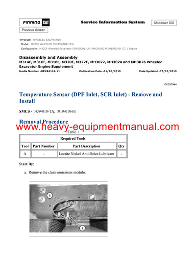 DOWNLOAD CATERPILLAR M320F WHEELED EXCAVATOR SERVICE REPAIR MANUAL F2W