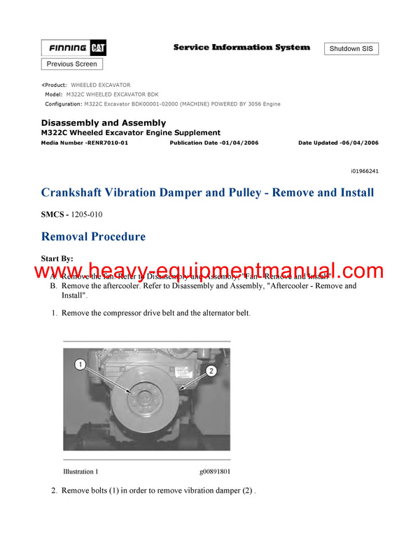 DOWNLOAD CATERPILLAR M322C WHEELED EXCAVATOR SERVICE REPAIR MANUAL BDK