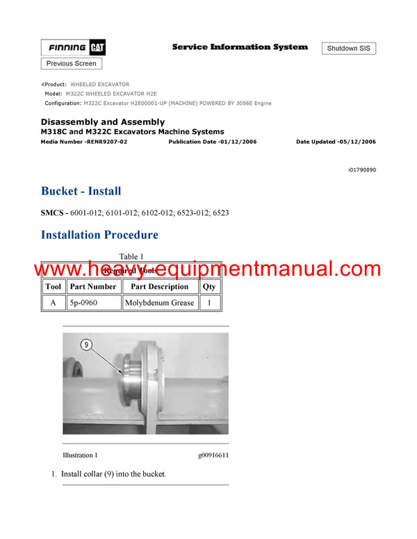 DOWNLOAD CATERPILLAR M322C WHEELED EXCAVATOR SERVICE REPAIR MANUAL H2E