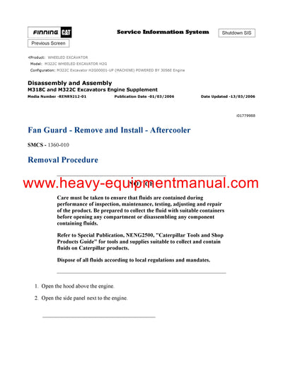 DOWNLOAD CATERPILLAR M322C WHEELED EXCAVATOR SERVICE REPAIR MANUAL H2G