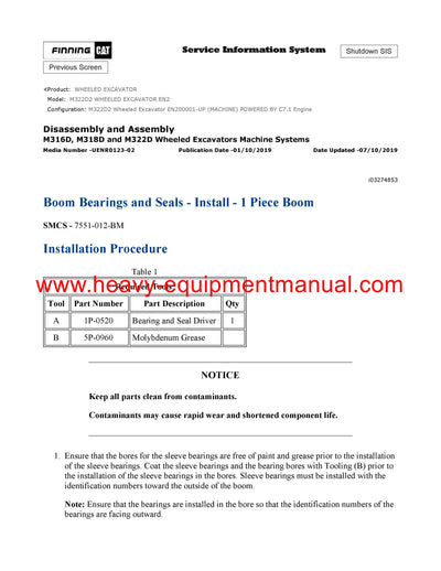 DOWNLOAD CATERPILLAR M322D2 WHEELED EXCAVATOR SERVICE REPAIR MANUAL EN2