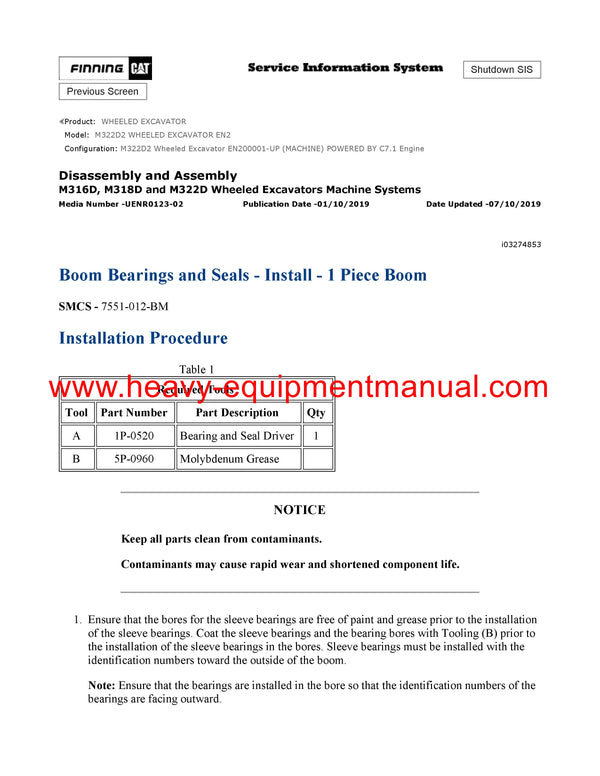 DOWNLOAD CATERPILLAR M322D2 WHEELED EXCAVATOR SERVICE REPAIR MANUAL EN2