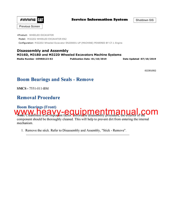 DOWNLOAD CATERPILLAR M322D2 WHEELED EXCAVATOR SERVICE REPAIR MANUAL EN2