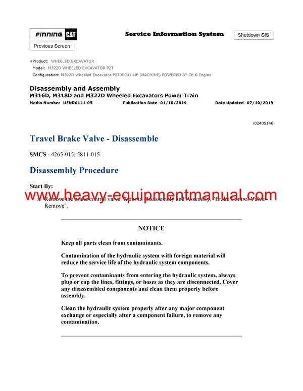 DOWNLOAD CATERPILLAR M322D WHEELED EXCAVATOR SERVICE REPAIR MANUAL P2T