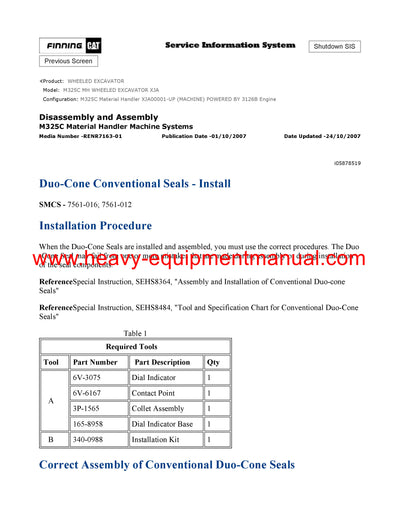 DOWNLOAD CATERPILLAR M325C MH WHEELED EXCAVATOR SERVICE REPAIR MANUAL XJA