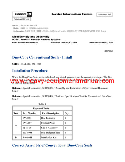 DOWNLOAD CATERPILLAR M325D MH MATERIAL HANDLER SERVICE REPAIR MANUAL GE8