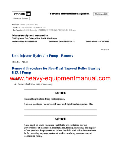 DOWNLOAD CATERPILLAR M330D WHEELED EXCAVATOR SERVICE REPAIR MANUAL KRE