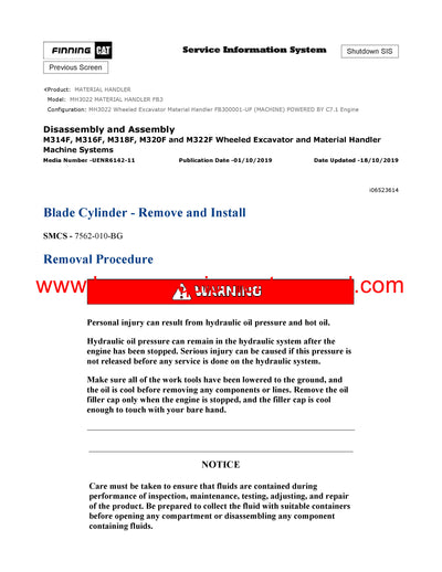 DOWNLOAD CATERPILLAR MH3022 MATERIAL HANDLER SERVICE REPAIR MANUAL FB3