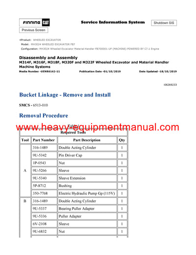 DOWNLOAD CATERPILLAR MH3024 WHEELED EXCAVATOR SERVICE REPAIR MANUAL FB7