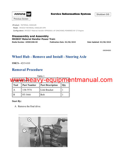 DOWNLOAD CATERPILLAR MH3037 MATERIAL HANDLER SERVICE REPAIR MANUAL KPM