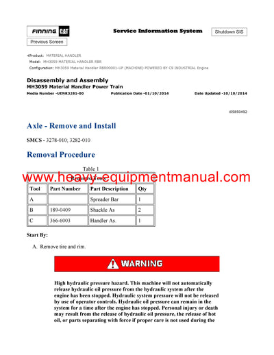 DOWNLOAD CATERPILLAR MH3059 MATERIAL HANDLER SERVICE REPAIR MANUAL RBR