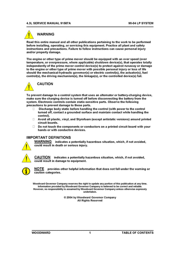Clark MI04_4.3L SM 91507B MI-04 4.3L LPG SYSTEM SERVICE MANUAL  - PDF Download
