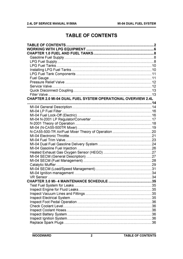 Clark MIO4_2.4L Dual Fuel System (SM 91508A) Service Manual - PDF Download