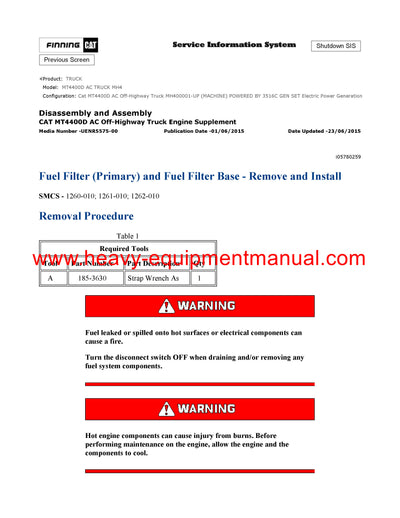 Caterpillar MT4400D AC UNIT RIG MINING TRUCK Full Complete Service Repair Manual MH4