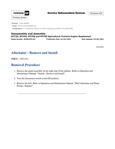 DOWNLOAD CATERPILLAR MT745 CHALLENGER SERVICE REPAIR MANUAL ALA