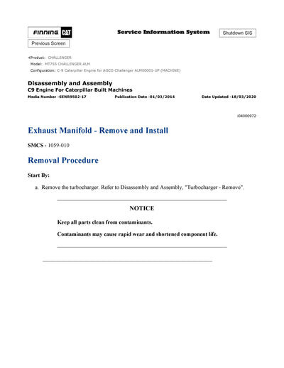 DOWNLOAD CATERPILLAR MT755 CHALLENGER SERVICE REPAIR MANUAL ALM