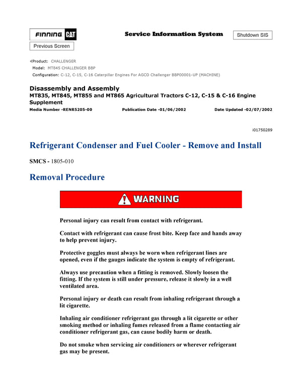 Caterpillar MT845 CHALLENGER Full Complete Service Repair Manual BBP