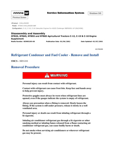 Caterpillar MT845 CHALLENGER Full Complete Service Repair Manual BBP