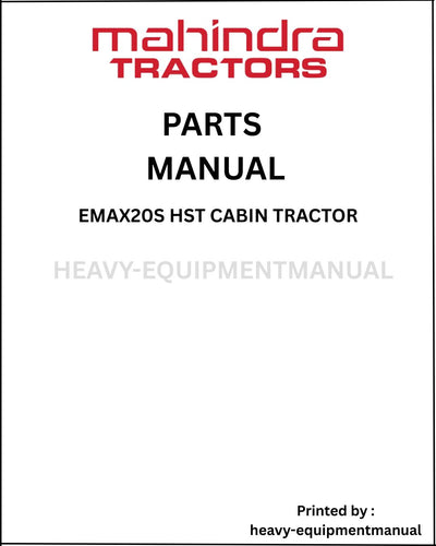 Mahindra eMax20S HST Cabin Tractor Parts Manual - PDF Download