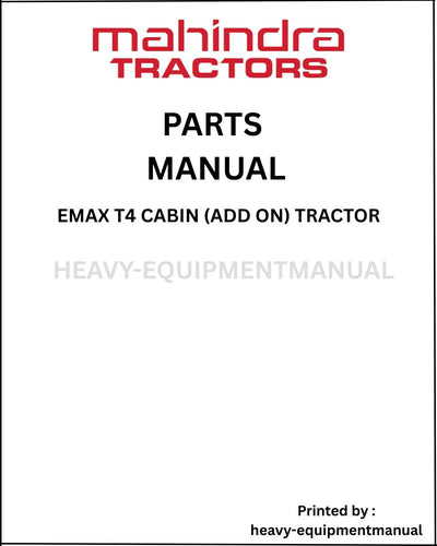 Mahindra eMax T4 Cabin (Add On) Tractor (eMax (T4 Series) Parts Manual - PDF Download