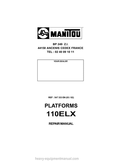 Manitou 110 Repair Manual ELX 547333-EN 2002