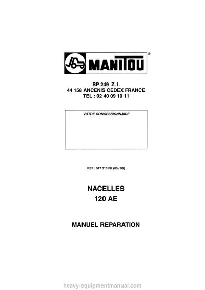 Manitou 120 AE Repari Manual 547313-FR 1999