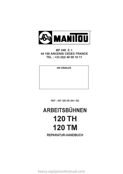 Manitou 120 TH 120 TM Repair Manual 547320DE 2002