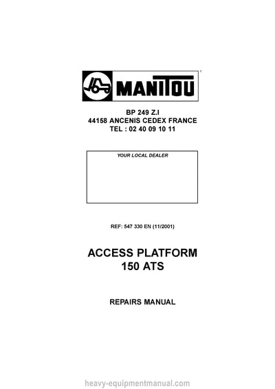 Manitou 150 ATS Repair Manual 547330-EN 2001