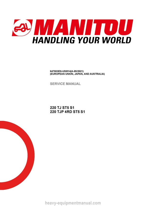 Manitou 220 TJ ST5 S1 220 TJP 4RD ST5 S1 Service Manual 647803EN-USM14 2021