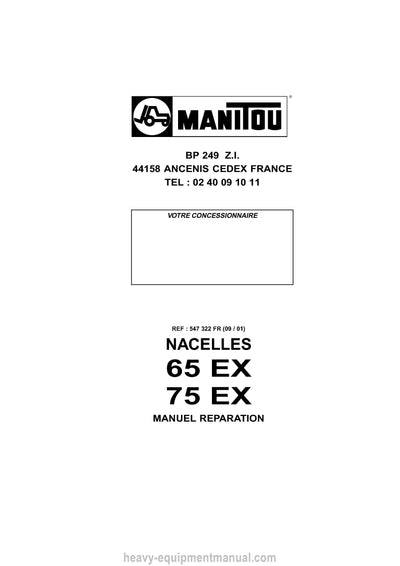 Manitou 65 EX 75 EX Repair Manual 547322-FR 2001
