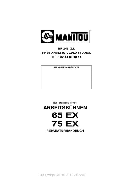 Manitou 65 EX 75 EX Repair Manual 547322DE 2001