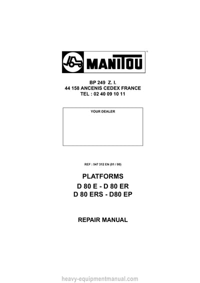 Manitou D 80 E - ER - ERS - EP Repair Manual 547312-EN