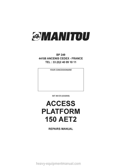 Manitou 150 AET2 Service Manual 547365EN