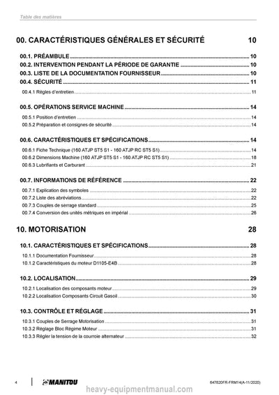 Manitou 160 ATJP RC ST5 S1 160 ATJP ST5 S1 Repair Manual 647820FR-FRM14 2020