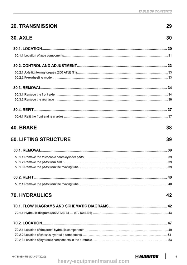 2020 Manitou 200 ATJE S1 ATJ 60 E S1 Service Manual (647818EN-USMG) PDF