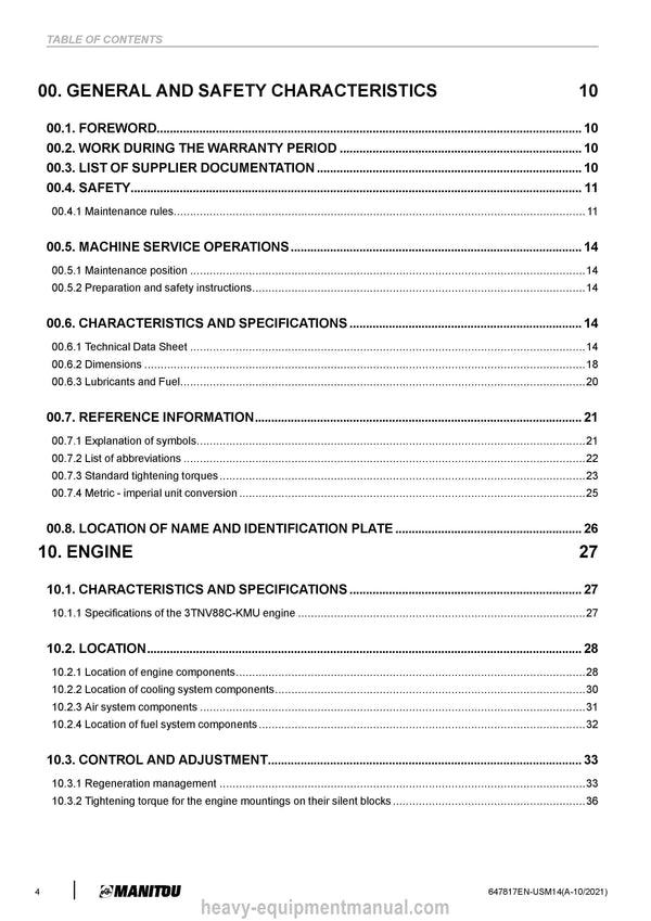 Manitou 200 ATJ ST5 S1 200 ATJ RC ST5 S1 Service Manual 647817EN-USM14 2021