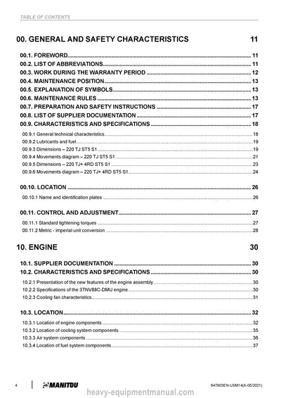Manitou 220 TJ ST5 S1 220 TJP 4RD ST5 S1 Service Manual 647803EN-USM14 2021