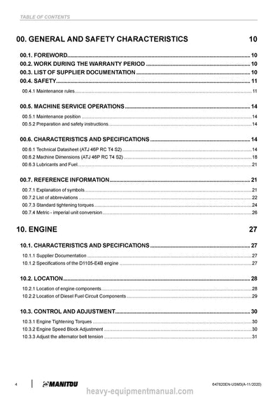 Manitou ATJ 46P RC T4 S2 Service Manual 647820EN-USM3 2021