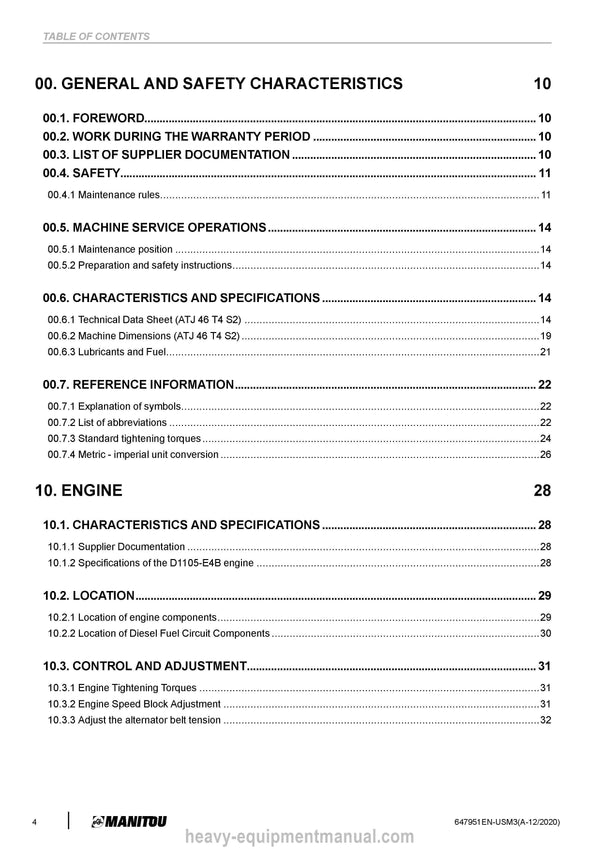 2020 Manitou ATJ 46 T4 S2 Service Manual (647951EN-USM3) PDF