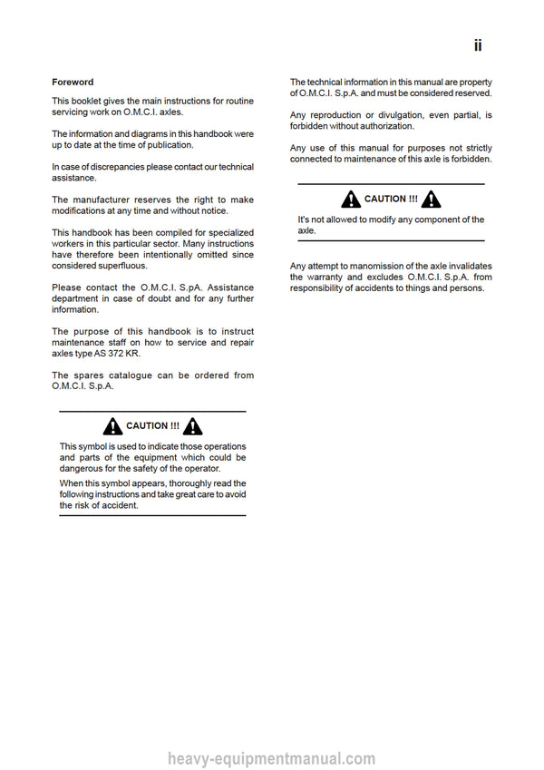 Manitou AXLE OMCI Type ASK 372 Repair Manual (647372EN) PDF