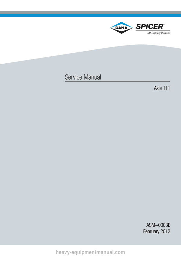 Manitou Axle Type 111 Repair Manual 647431EN 2013