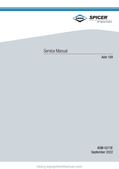Manitou DANA AXLE 109 Dana 109 Service Manual 52798053EN 2022