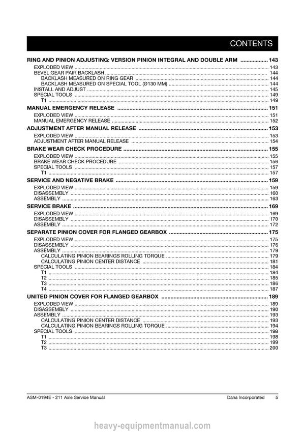 Manitou DANA AXLE TYPE 211 DUAL BRAKE Service Manual (647904EN) PDF