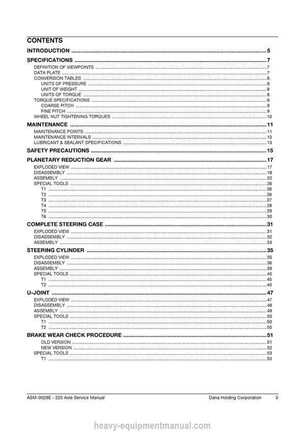 Manitou DANA AXLE TYPE 223 Repair Manual (647528EN) PDF