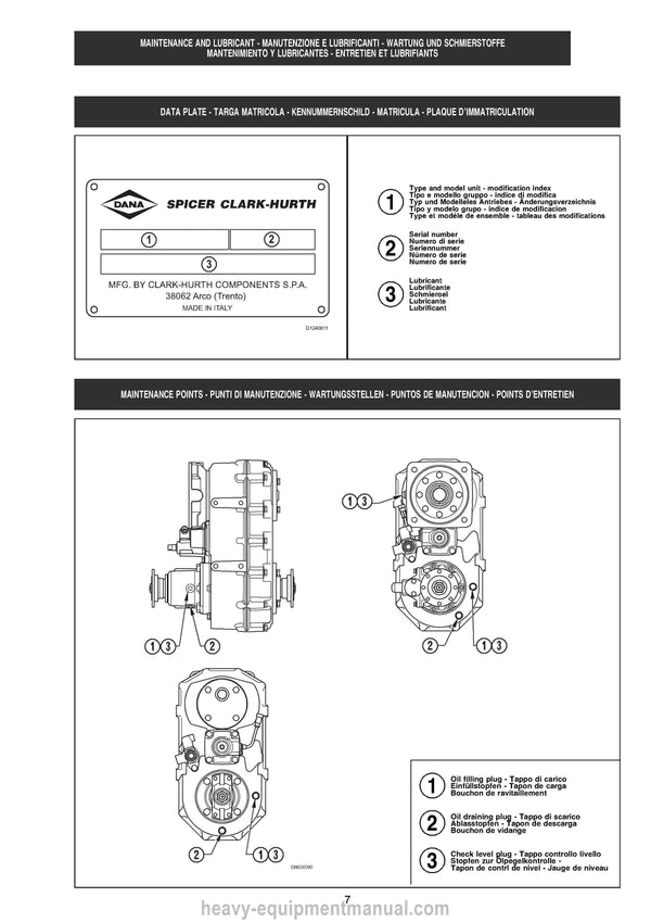 Manitou DANA DROP BOX TYPE 360 59 Repair Manual 647375 2012