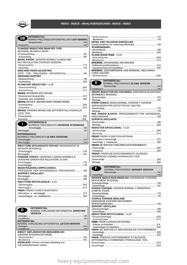 Manitou Dana Axle 211 221 Service Manual 913296-B 2009