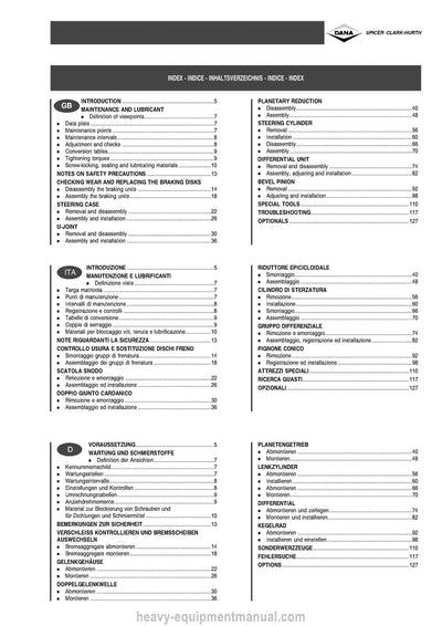 Manitou Dana Axle 212 Service Manual 913266A