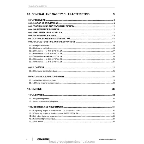 Manitou M-X 30–2 P ST3A S4 Forklift Service Repair Manual PDF